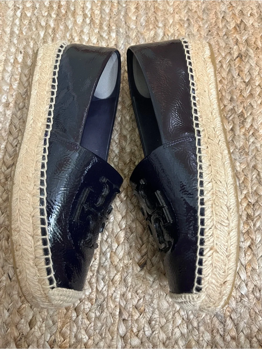 Sz 9 Tory Burch Purple Patent Leather Ines Espadrille Flats
